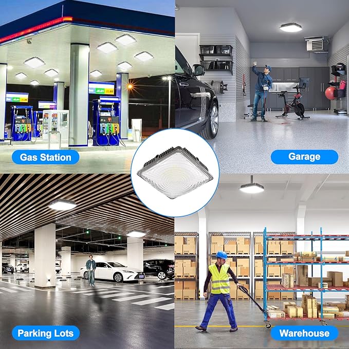 120W LED Canopy Light for Gas Station Light, 18000lm 0-10V Dimmable 5000K LED Canopy Lights, IP65 Waterproof Commercial Canopy Lights for Outdoor Garage Warehouse Shop Carpor UL Listed, 4 Pack