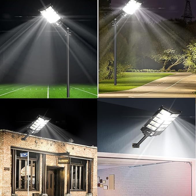 Ofuray Of-5200W Solar Street Lights Outdoor, 520000LM Solar Security Flood Lights Parking Lot Lights Commercial Dusk to Dawn, IP67 6500k LED Street Light with Remote Control for Street,Court,Barn