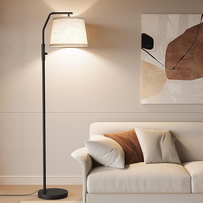 SUNMORY Floor Lamps for Living Room, 9W Bulb Included, Tall Lamp for Bedroom with Adjustable Head, Modern Standing Lamp, 0-100% Dimmable Arc Floor Lamp for Dining Room Office Nursery, Black.