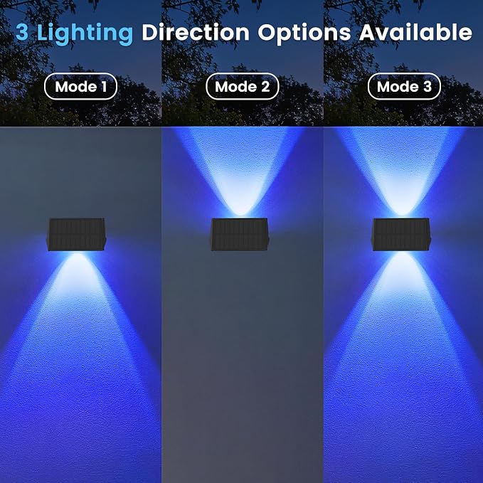 Solar Fence Lights Outdoor, 16 Pack Solar Up Down Wall Lights for Outside, IP67 Fence Lights Solar Powered Dusk to Dawn Auto-Work for Patio Garden Backyard Porch Deck Pathway Step (White&RGB)