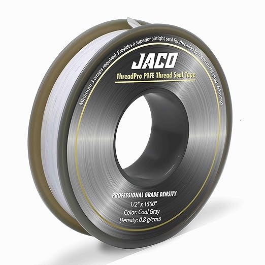 JACO ThreadPro High-Density Thread Seal Tape - 1/2" x 125 ft. (Mega Roll) | Professional PTFE Pipe Sealant | Plumbers Tape