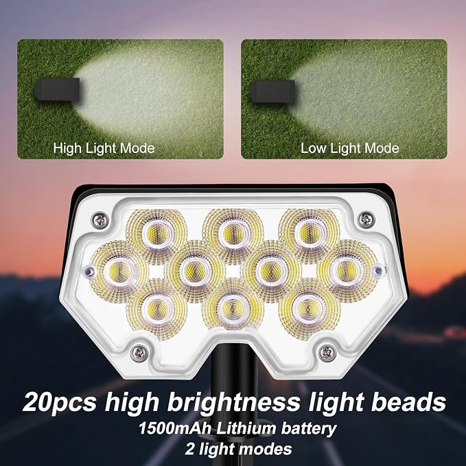 All-New Solar Spot Lights Outdoor Waterproof，20 LEDs Solar Flag Light with 2 Modes,Landscape Spotlights for Pathway, Patio, Garden, Trees,Flag,Pool (2 Pack,White Light)