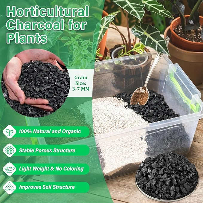 Legigo 6QT All Natural Horticultural Charcoal- Activated Hardwood Plant Charcoal for Soil Amendment, Conditioning Bonsai Soil, Succulent Soil, Terrarium Supplies, Indoor Plant Potting Soil