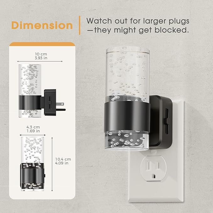 Briignite Night Light, Dimmable Night Lights Plug into Wall, LED Night Light with 0-100 LM Adjustable Brightness, 3000K Automatic Plug in Night Lights with Dusk to Dawn Sensor, for Bathroom Hallway