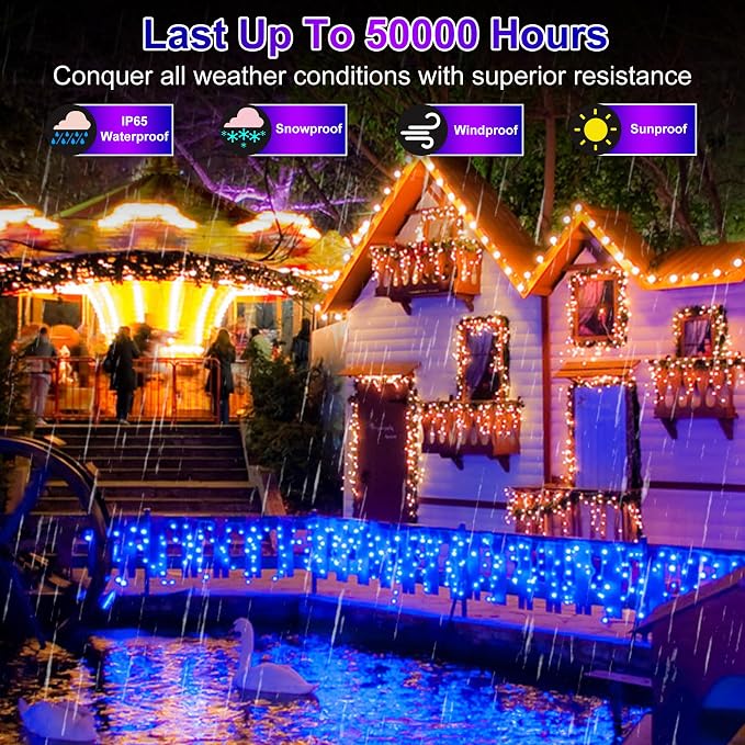 1620 LED Christmas Outdoor Lights with 360 Drops, 164ft Hanging Curtain Lights with 8 Modes Timer & Memory, Waterproof Christmas Fairy Lighs for House Roof Holiday Wedding ChristmasDecor (Blue)
