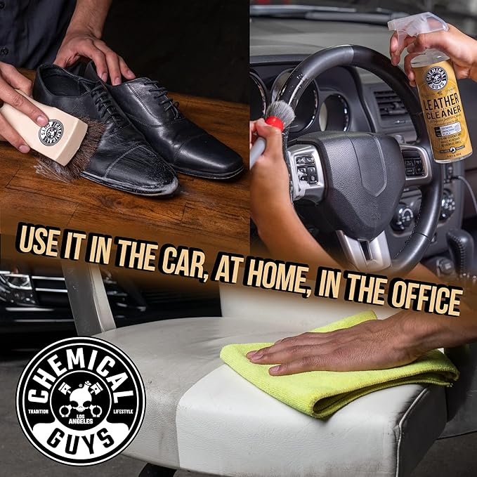 Chemical Guys Leather Cleaner and Conditioner Kit - 2 Bottles (4 oz Each), Car Cleaner and Conditioner, Safely Cleans & Conditions Leather Car Interiors, Furniture, Shoes, Boots, Bags, Apparel & More