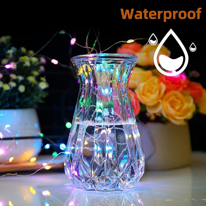 Mandiq 4 Pack Fairy Lights Battery Operated, String Lights 10ft 30 LEDs, Flashing and Constant Light Mode, Silver Wire Mini Lights for Festival, Christmas Decoration, Multicolor…