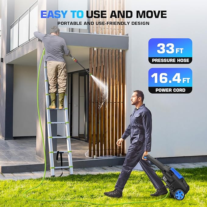 5000PSI Pressure Cleaner, 2025 4.0 GPM High Power Cleaner Machine, with Adjustable Nozzle and Soap Bottle for Cars/Fences/Driveways/Home/Patios (Light Blue)