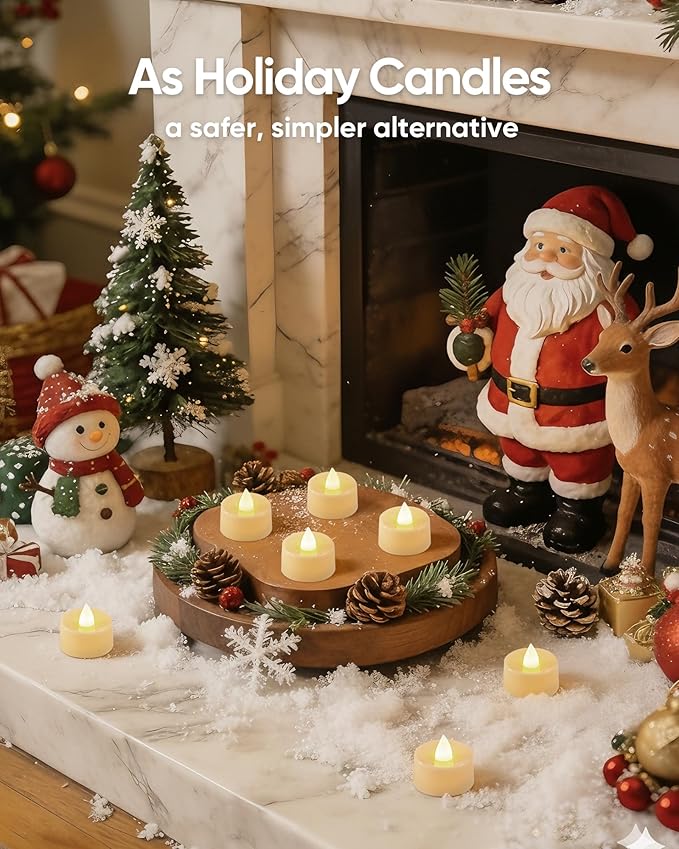 Amagic 100 Pcs Flickering Flameless Tea Lights Battery Operated, 200+ Hours Long Lasting Electric Candle for Wedding Table Centerpiece, Home Decor, Gift, Holiday Decor