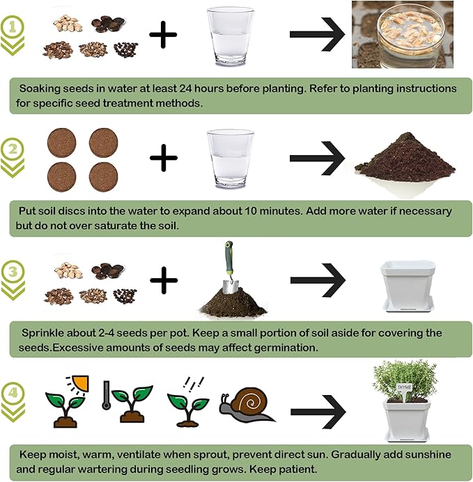 10 Herb Seeds Garden Starter Grow Kit with White Pots, Markers, Nutritional Soil, Watering, Herb Clipper, Complete Indoor Potted Plant Growing Set for Kitchen DIY