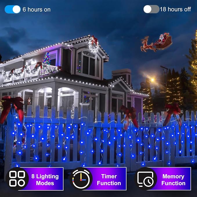 670 LED 66FT Christmas Lights with 148 Drops, 12 Modes Dimmable Blue Outdoor Hanging Lights with Timer Memory, Waterproof Curtain Lights for Home Bedroom Yard Indoor Tree Window Roof Fence Wedding