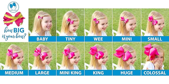 Wee Ones Girls' 3 pc Set Solid Grosgrain Variety Pack on a WeeStay No-Slip Hair Clip, Small, White, Black, and Shocking Pink