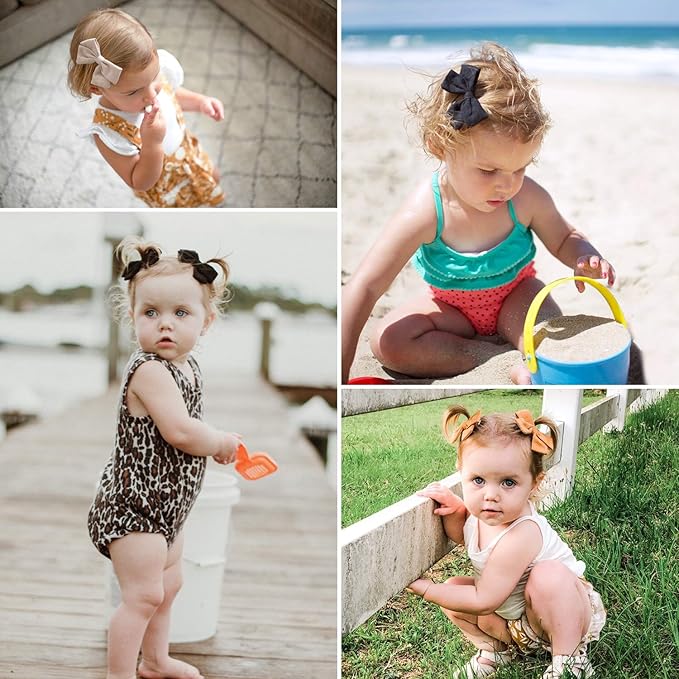 Baby Girl Hair Clips Bows Barrettes 10 Pack Fully Lined Alligator Clip 3.4 Inch Hair Accessories for Little Girls Toddler Kids Children