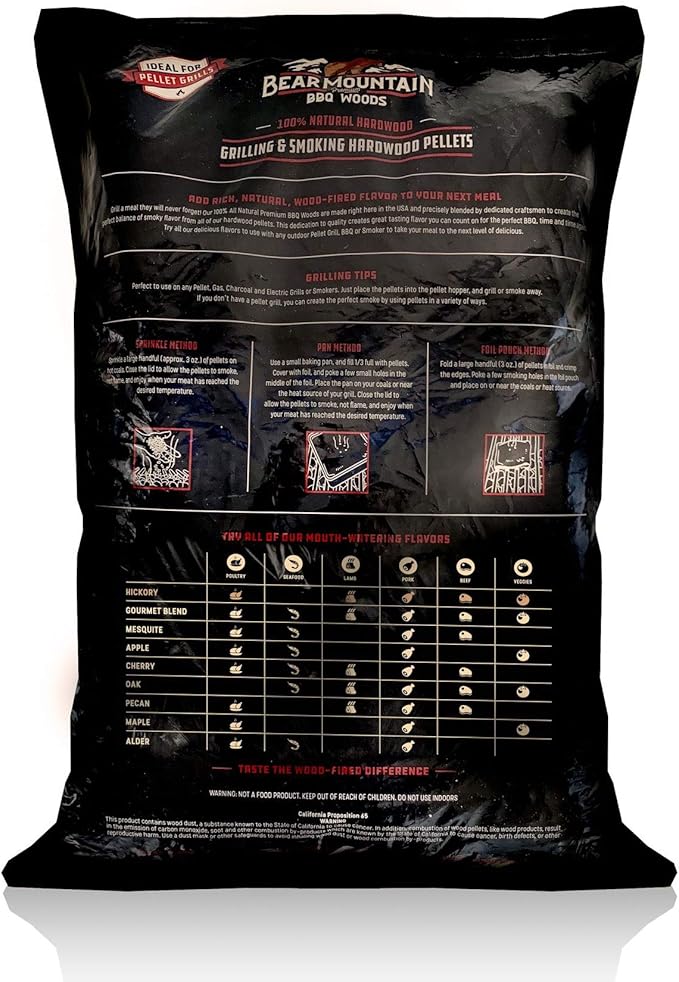 Bear Mountain FB14 Premium All Natural Low Moisture Hardwood Smoky Hickory BBQ Smoker Pellets for Outdoor Grilling, 40 Pound Bag (4 Pack)