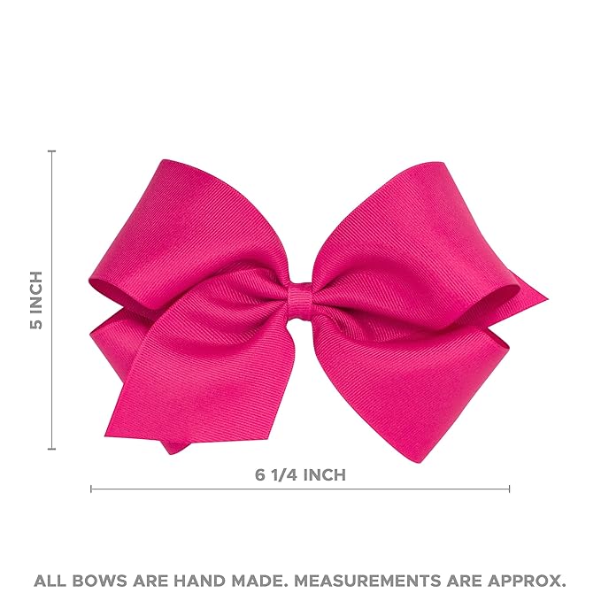 Wee Ones Girls' 6 Piece Set of Bows, Solid Grosgrain Variety Pack on a WeeStay No-Slip Hair Clip, King, White, Millennium Blue, Navy, Light Pink, Hot Pink, Red