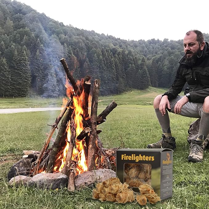 Stanbroil 32 pcs Fire Starters, Natural Charcoal Fire Starters Super Fast Lighting Perfect for Barbecue Grills, Smokers, Wood Stove, Campfires and Outdoor Fireplaces