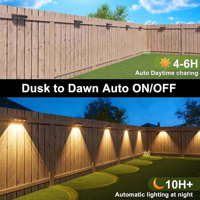 JOFIOS Solar Fence Lights with Remote 16 Pack, Color Changing RGB & Warm White, 12 Dynamic Modes, IP65 Waterproof, Solar Lights for Fence, Deck, Backyard, Patio Holiday & Party Decoration