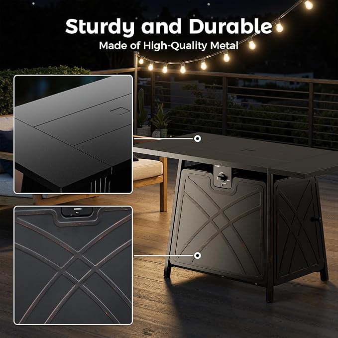 BALI OUTDOORS Propane Fire Pit Patio Outdoor Fire Pit Table Large Firepits for Outside Black