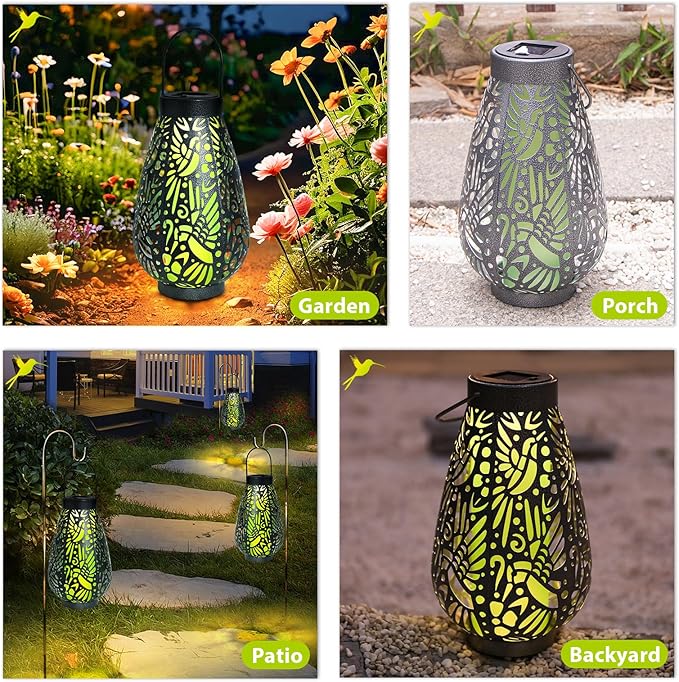 Afirst Solar Lanterns Outdoor, Hanging Solar Lights Waterproof Decorative Lanterns for Yard, Patio, Lawn, Tabletop, Pathway, Landscape, Garden Decor Gifts
