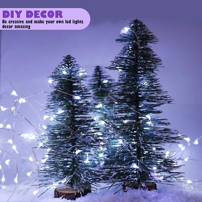 6Pack Fairy Lights Battery Operated,No Remote Firefly Light,7ft Cool White | 20 LEDs Starry String Lights, Waterproof Silvery Copper Wire Lights for Wedding Party Bedroom Patio Christmas Table Decor