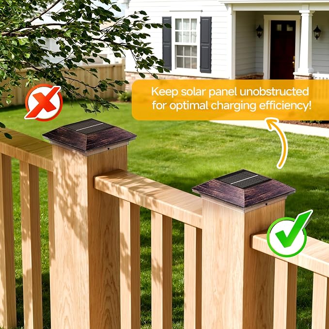 Mlambert 16 Pack Solar Post Cap Lights Outdoor - 3 Lighting Modes Waterproof LED Solar Post Lights Fit 3.5×3.5 Wood/4×4 Vinyl Fence Deck Posts, Brown