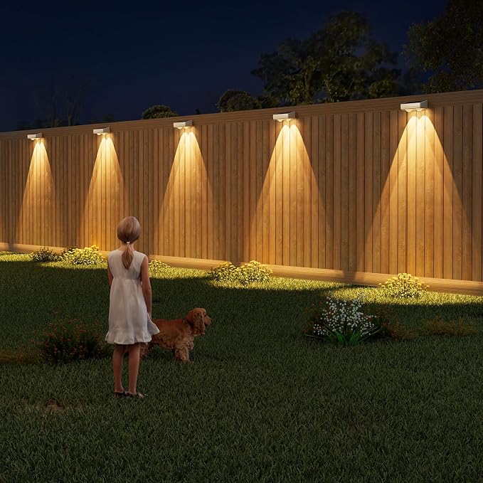 VOLISUN Solar Fence Lights Outdoor 12 Pack, 10 Colors ＆ Color Changing Fence Lights Solar Powered, IP65 Waterproof Solar Lights for Fence, Garden, Patio, Backyard, Railing, Deck, Wall, Pool（White）