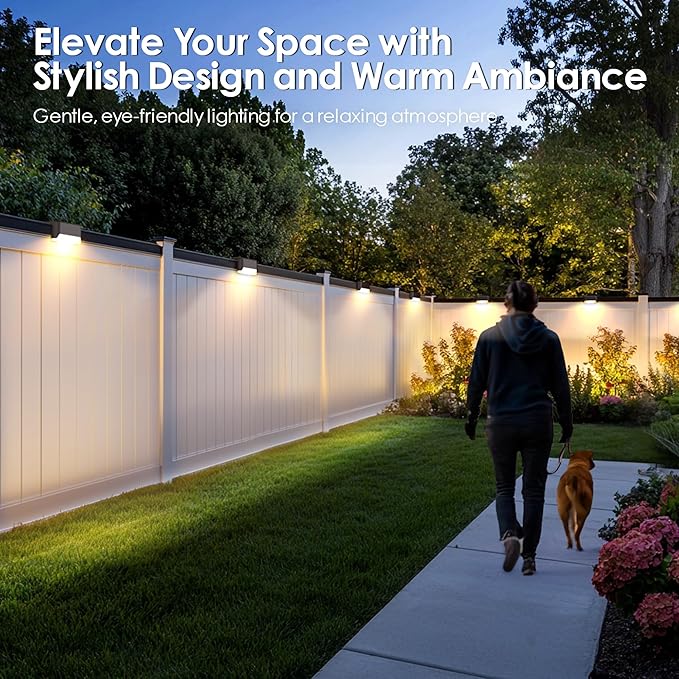 SOLPEX Solar Fence Lights Outdoor, Solar Step Lights Waterproof LED Deck Lights for Stair, Balcony, Railing, Front Porch, Yard, Garden and Patio Decor (8 Pack Warm White)