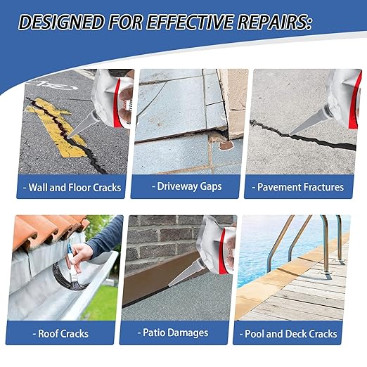 Asphalt Crack Filler, Asphalt Concrete Crack Repair Sealant, Waterproof Self-Leveling Crack Filler for Outdoor Cracks, Driveways, and Sidewalks(2 Pack,2.21LB)