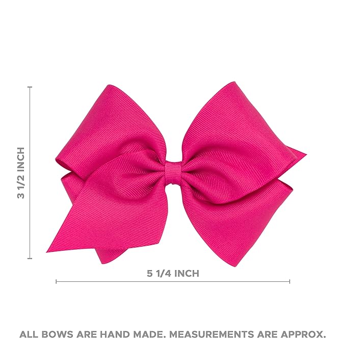 Wee Ones Girls' 6 Piece Set of Bows, Solid Grosgrain Variety Pack on a WeeStay No-Slip Hair Clip, Mini King, Blue,Navy,Pink,Red,White