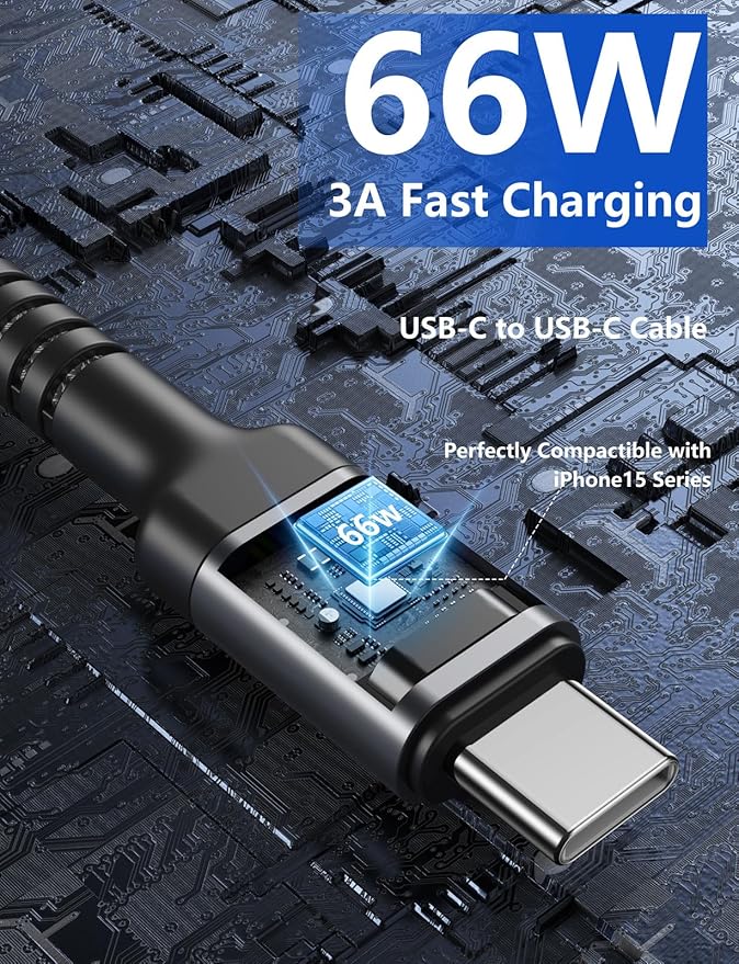 USB C Cable 6FT, 2 Pack USBC to C Cables, Type C Fast Charging Cable Nylon Braided USBC Charger Cable Compatible with iPhone 17/16/15/Pro/Plus/Pro Max/Samsung Galaxy S23/LG and More