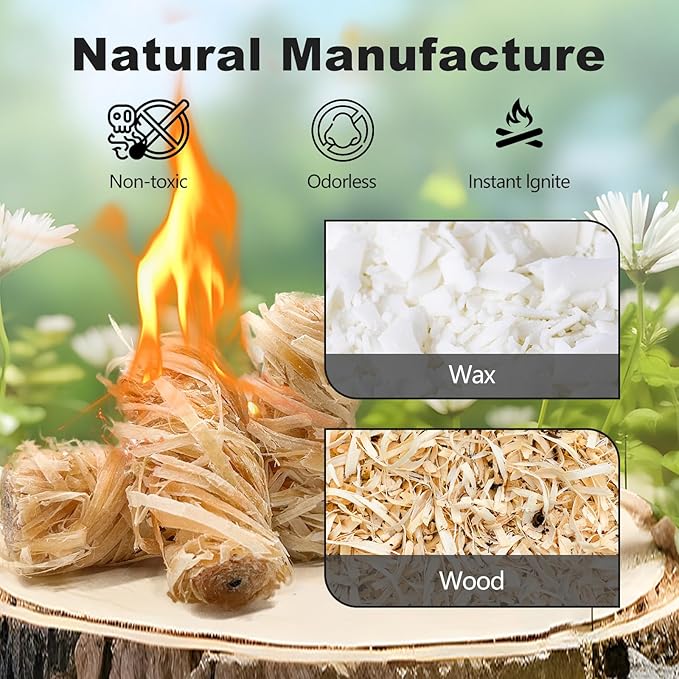 72 Pcs Fire Starter - Natural Fire Starters for Fireplace, Pellet Stove, Campfires, BBQ, Pizza Oven, Camping, Fire Pit &Chimney, Smoker, Fire Starters for Grill, Charcoal Starter
