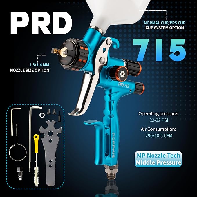 Automotive Refinishing Spray Gun PRD-715 Middle Pressure 1.4mm Nozzle Paint Spray Gun