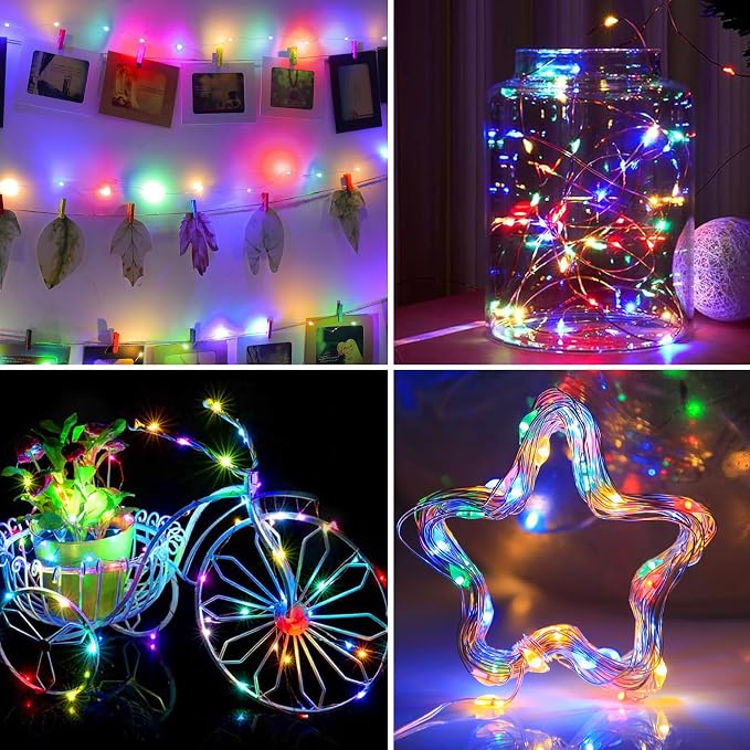 2 Pack USB Plug in Fairy String Lights,16ft 50 LED Copper with Remote and Timer, 8 Modes Waterproof Twinkle String Lights for Bedroom Indoor Party Wedding Christmas Decoration