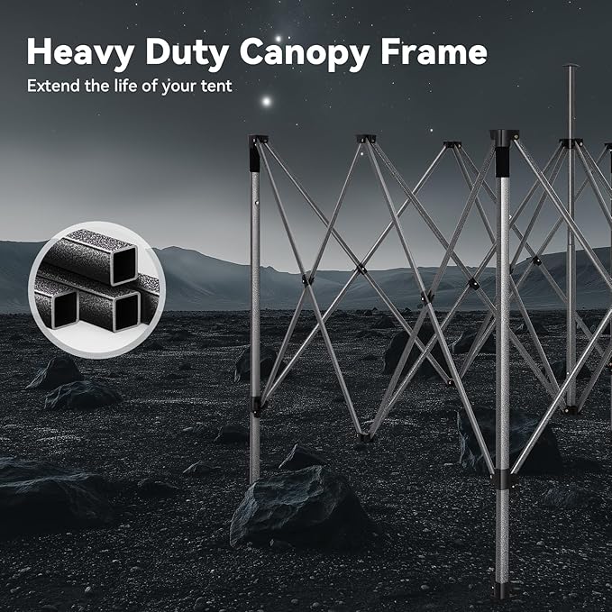 COBIZI 10x20 Pop up Canopy Heavy Duty Tent with 6 Sidewalls, Easy Set-up Commercial Outdoor Party Canopy, 100% Waterproof Wedding Gazebo, 3 Height Adjustable with Wheeled Bag,Gray
