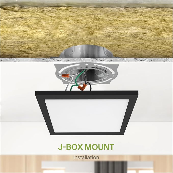 ASD LED 9" Square Flush Mount Light | 18W 1270LM 3000-5000K 120V | 3CCT, Dimmable, Ultra Slim, ETL Listed | Thin Surface Lamp, Bedroom Ceiling Lighting | Black, 6 Pack