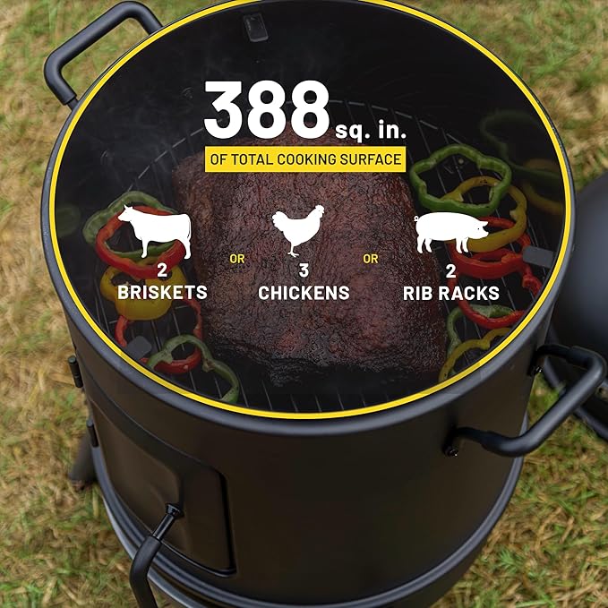Char-Broil Bullet Charcoal Smoker 16" - 18202075,Black