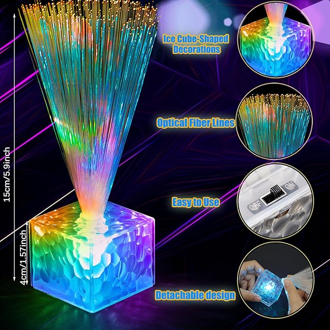 Amylove 30 Pcs Mini Fiber Optic Lamp Bulk LED Light Color Changing Table Centerpiece Glow in The Dark Party Favors Supplies for Wedding Graduation Birthday Disco Dance Decorations (6 Inch,Clear)