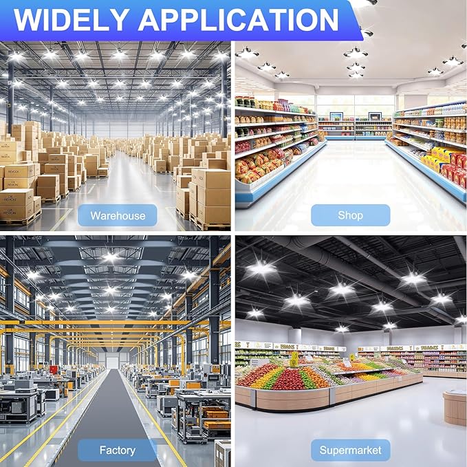 High Bay LED Shop Lights 240W UFO LED High Bay Light 5000K 36000LM 0-10V Dimmable 1000W HID/HPS Replacement with 5' US Plug IP65 Hanging Hook UFO Lights for Shop Warehouse Garage Workshop