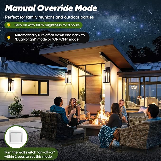 BesLowe Upgraded Motion Sensor Outdoor Wall Lights, 15” Dusk to Dawn Porch Lights Outdoor Wall Sconce Lanterns, 3 Lighting Modes Exterior Lighting Fixtures, Brown Outside Lights for House, 2-Pack