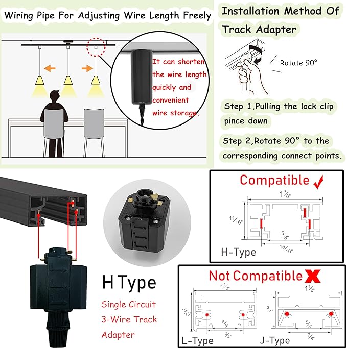 3-Pack Adjusted Wire Length H-Type Track Hanging Light 3.9 Ft Black Cord E26 Base Plating Painted Red Metal Pendant Light Fixture,Industrial Lamp for Loft Aisle Balcony(No Bulb,No Track)