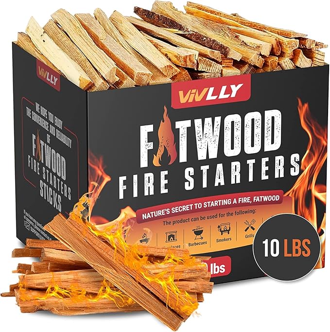 Fatwood Fire Starter Sticks 10 lb – 100% Natural, Resin-Rich Kindling for Fireplace, Wood Stove, Fire Pit & Campfire – Quick-Ignite Pine Wood Starter Logs – Clean Burn, Indoor/Outdoor – Easy Lighting