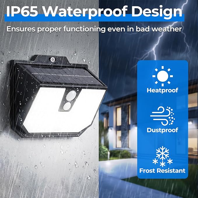 Brightever Solar Lights Outdoor Motion Sensor, 6 Packs Super Bright Solar Fence Lights with 3 Lighting Modes, Solar Powered Security Wall Lights Waterproof for Outside, Yard, Pathway, Garden, Deck
