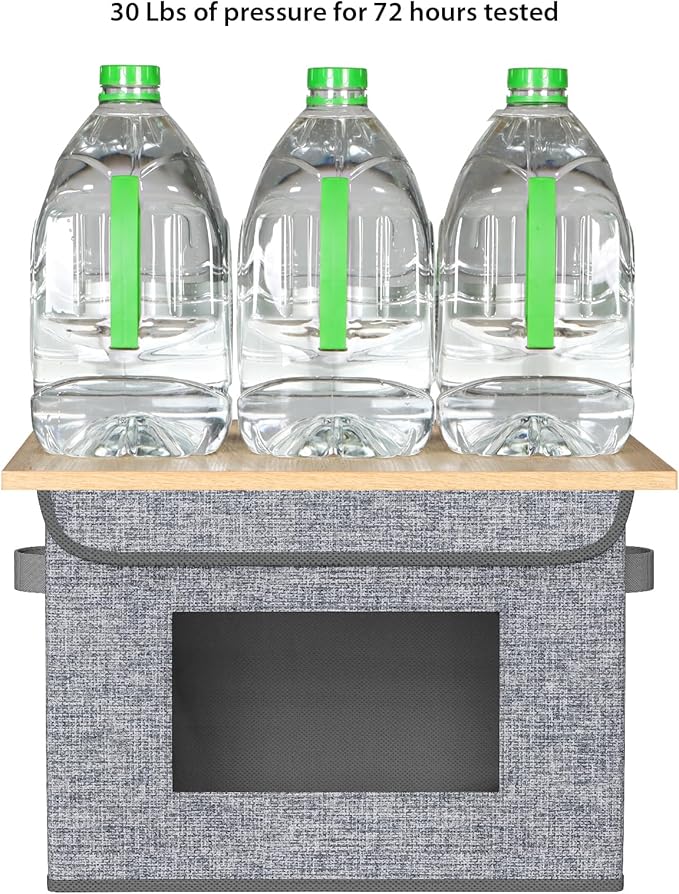 Univivi Fabric Foldable Storage Boxes [4-Pack] Large Collapsible Stackable Storage Bins with Lids, Closet Organizers and Storage Cube Basket for Home, Office, Bedroom (Grey, 17'' x 12'' x 12")