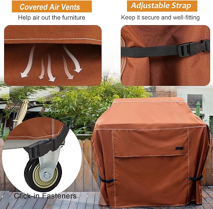 NettyPro Grill Cover for Outdoor Grill 70 inch Waterproof Heavy Duty Gas BBQ Grill Cover for Outside Weber, Char-Broil, Brinkmann, Jenn Air, Nexgrill 3-5 Burners Barbecue, Brown
