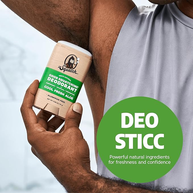 Dr. Squatch Natural Deodorant for Men - Odor-Squatching Aluminum Free - Cool Fresh Aloe (2.65 oz, 3-Pack)