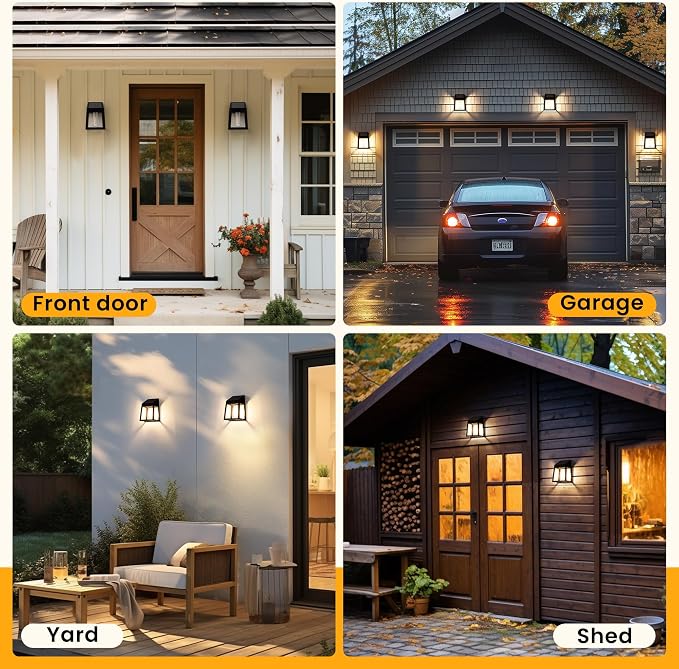 GIGALUMI Solar Fence Lights, 6 Pack Fence Outdoor Waterproof Lights Solar Powered, Warm White Yard Decorations for Garden, Post, Front Door, Backyard, Porch, Deck