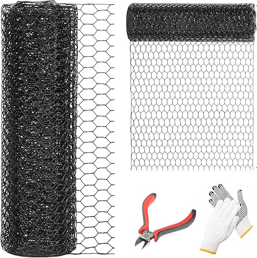 1/2 Inch Black Wire Mesh Roll - 24'' x 100' Chicken Wire Fence, 21 Gauge Hardware Cloth Poultry Netting for Garden/Animal Barrier/Rabbit/Floral/Chicken Coop/DIY Projects