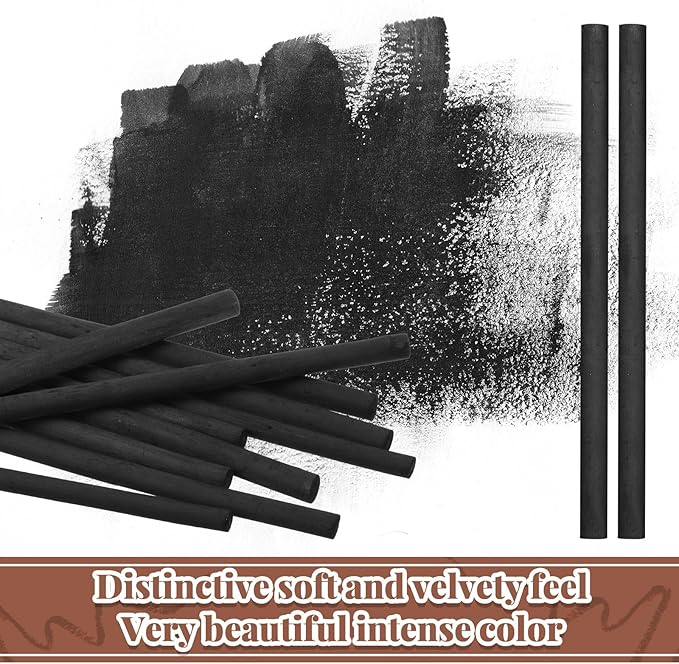 Gueevin 25 Pcs Willow Charcoal Sticks, Willow Charcoal, Artists, Beginners, Students, Perfect for Sketching, Drawing, Shading, and Fine Art Christmas Gifts for Art (4-5mm)