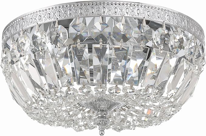 Crystorama 3 Light Clear Italian Crystal Flush Mount (Polished Chrome)