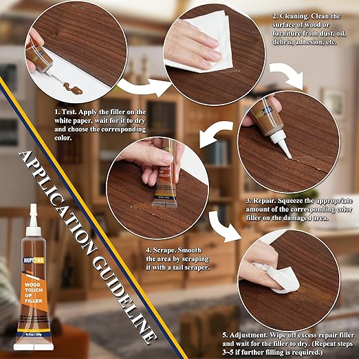 Wood Repair Kit, 12 Color Wood Fillers, Furniture Repair Kit, Repair Scratch, Cracks, Stains, Discoloration for Wood Furniture, Door, Cabinet, Floor, Table Surface Wood Touch up Filler Wood Paint